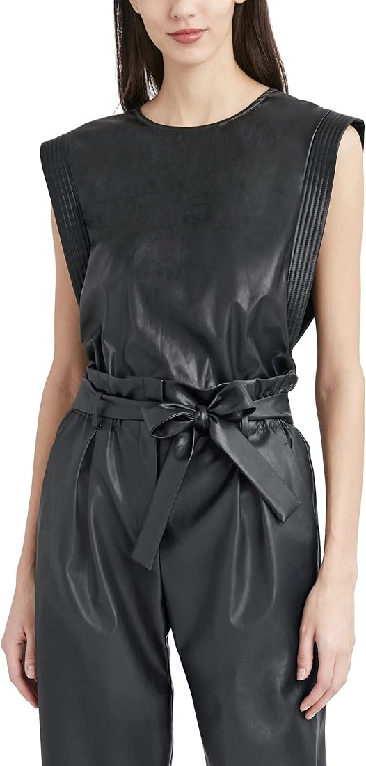 BCBGMAXAZRIA Women's Faux Leather Tank with Relaxed Fit | Amazon (US)