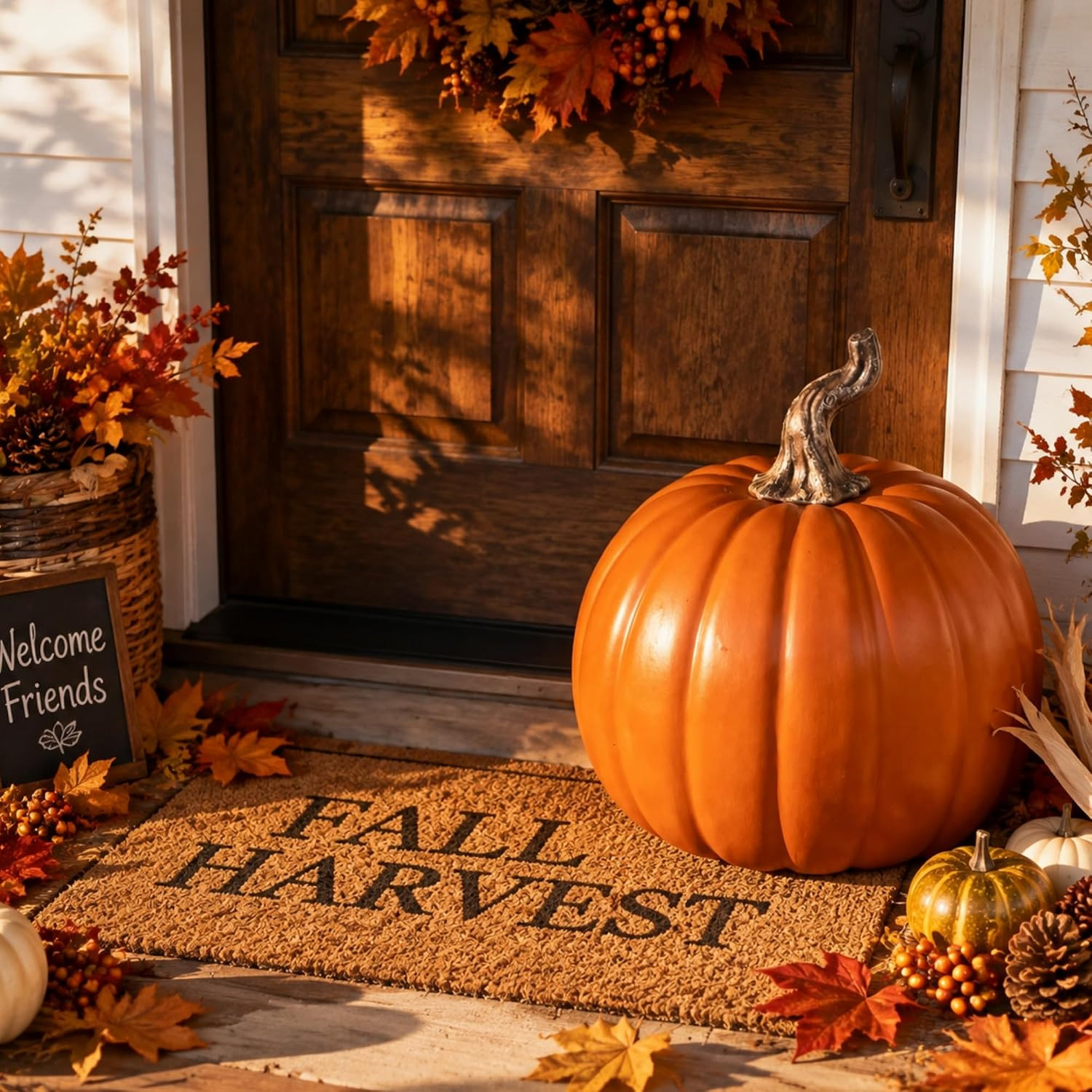 Sintuff Large Fall Pumpkin Decoration Foam Pumpkin 12inch Orange for Porch | Amazon (US)