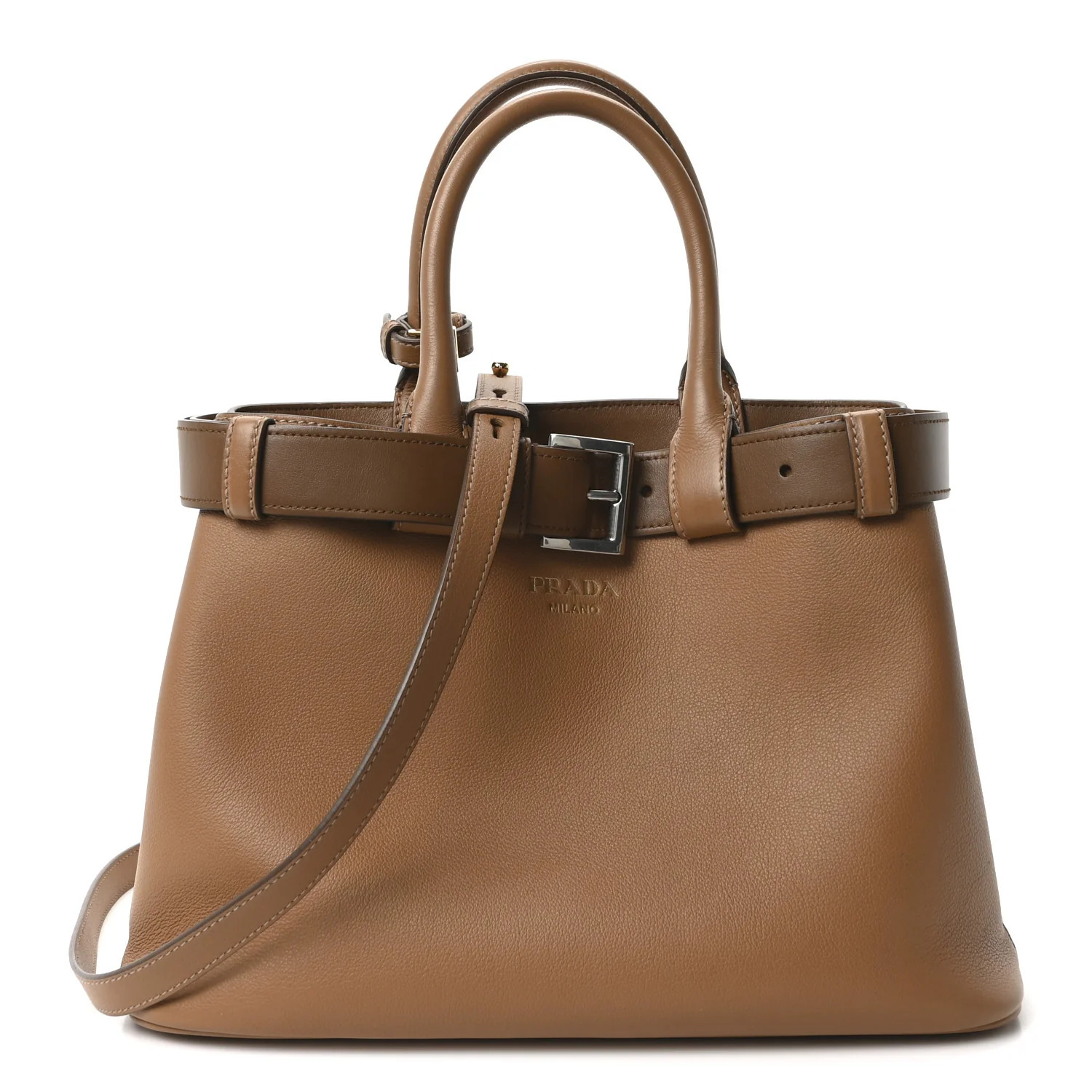 Soft Grained Calfskin Vitello Daino Small Buckle Bag Caramello | FASHIONPHILE (US)
