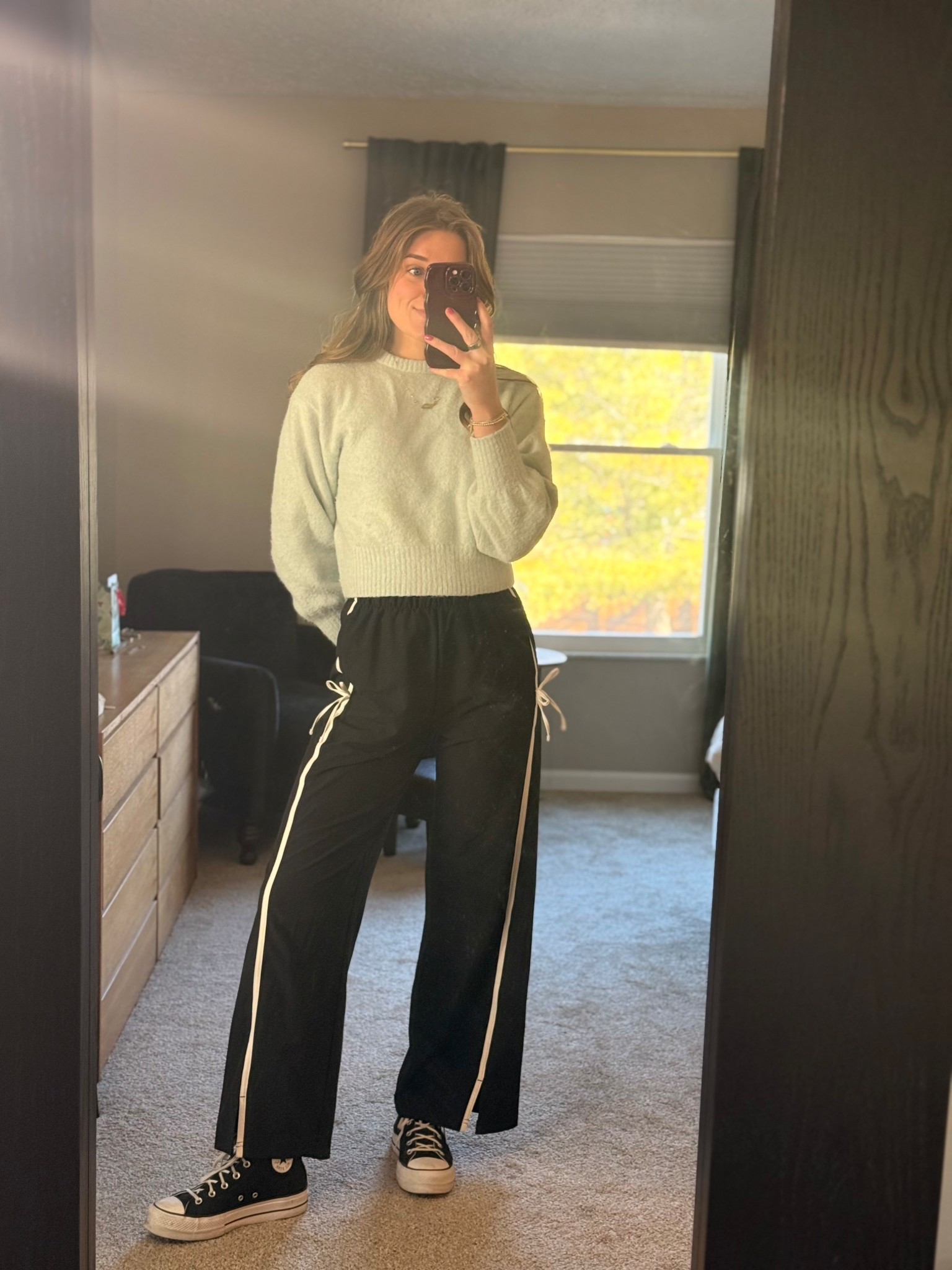 budget friendly, COMFY mom uniform. the softest sweater from old navy, and snatch these track pants with bows before they sell out at target!! i’ve been grabbing for my platform converse a lot this past week 👑 ~sporty chic~

#LTKootd #LTKdayinmylife #LTKmomlife