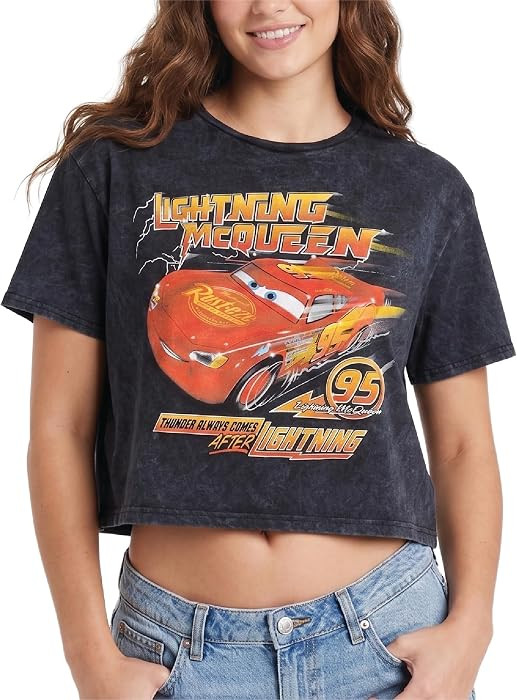 Disney Lightning McQueen Mickey Mouse Stitch Womens Graphic Tee, Runs Small | Amazon (US)