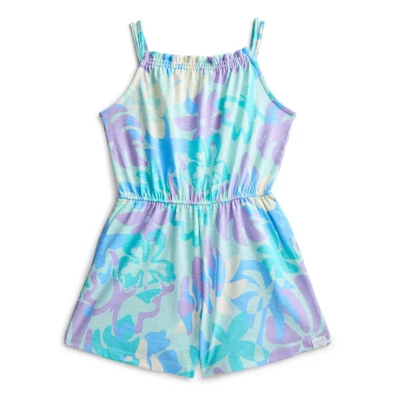 Wonder Nation Little Girls' Sleeveless Print Romper, Sizes 4-10 | Walmart (US)