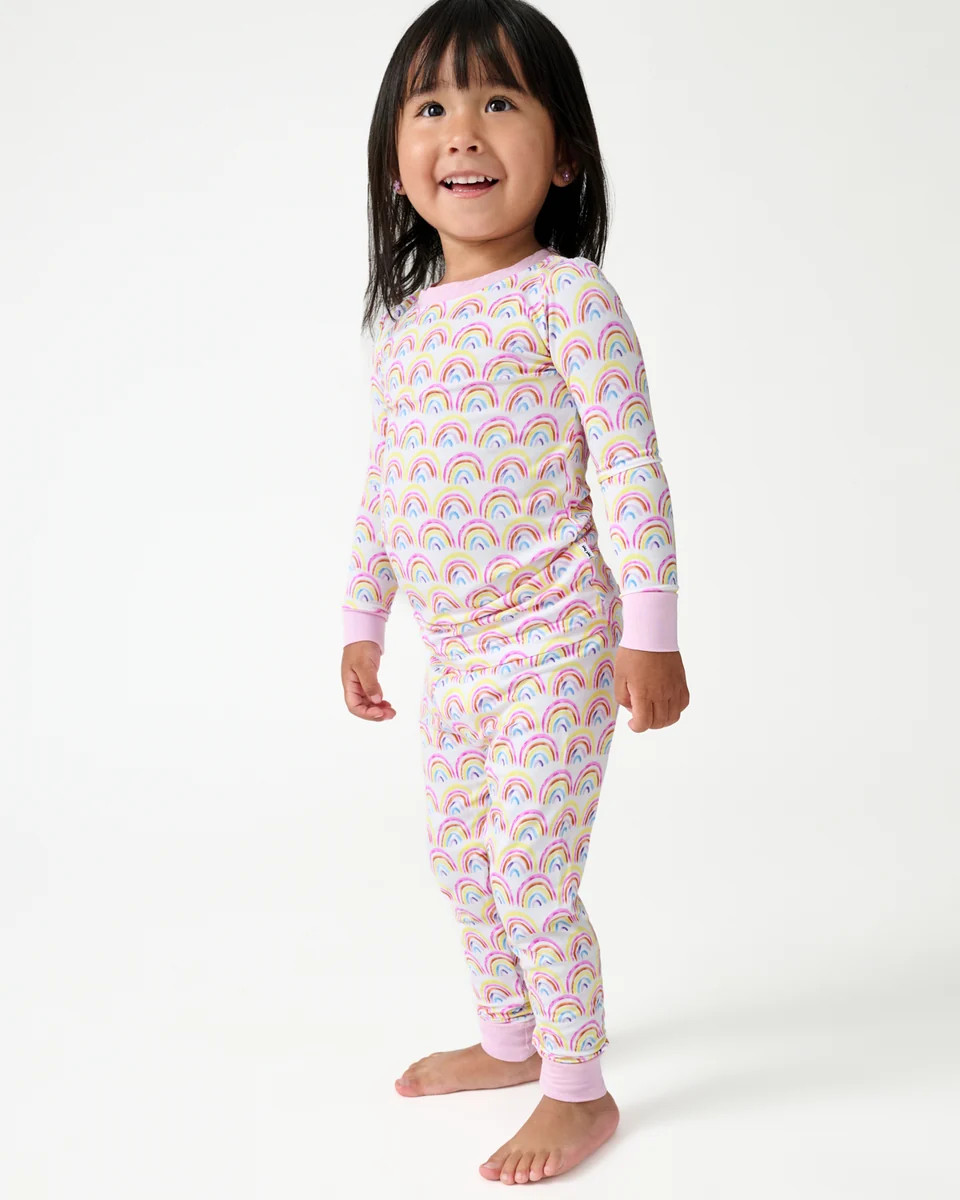 Pastel Rainbows Two-Piece Pajama Set | Little Sleepies