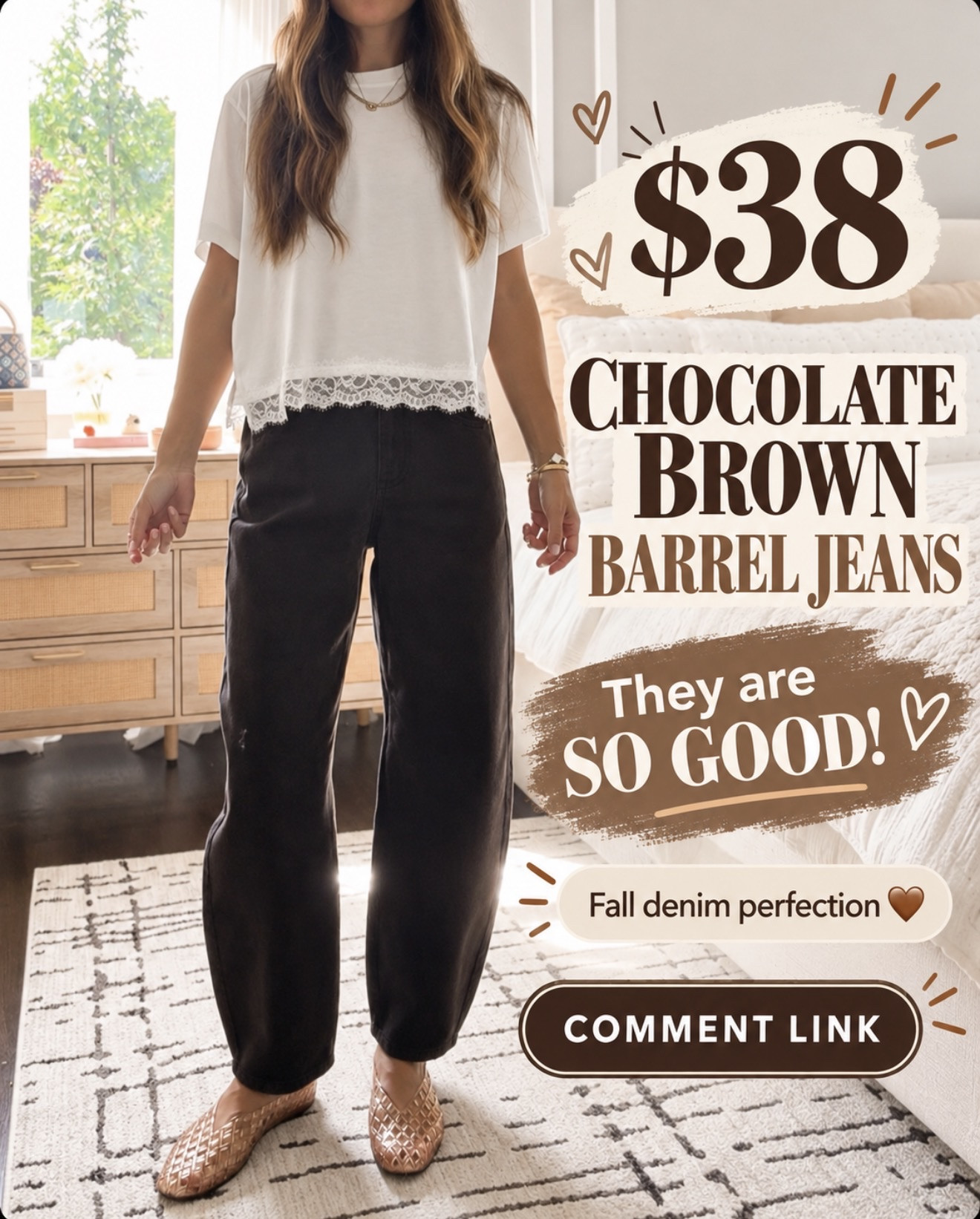 These $38 chocolate-brown barrel jeans are SO GOOD 🤎 The shape, the color, the fit—total fall denim perfection! Comment LINK and I’ll send them over 🫶🏻

#LTKOver40 #LTKSeasonal #LTKootd