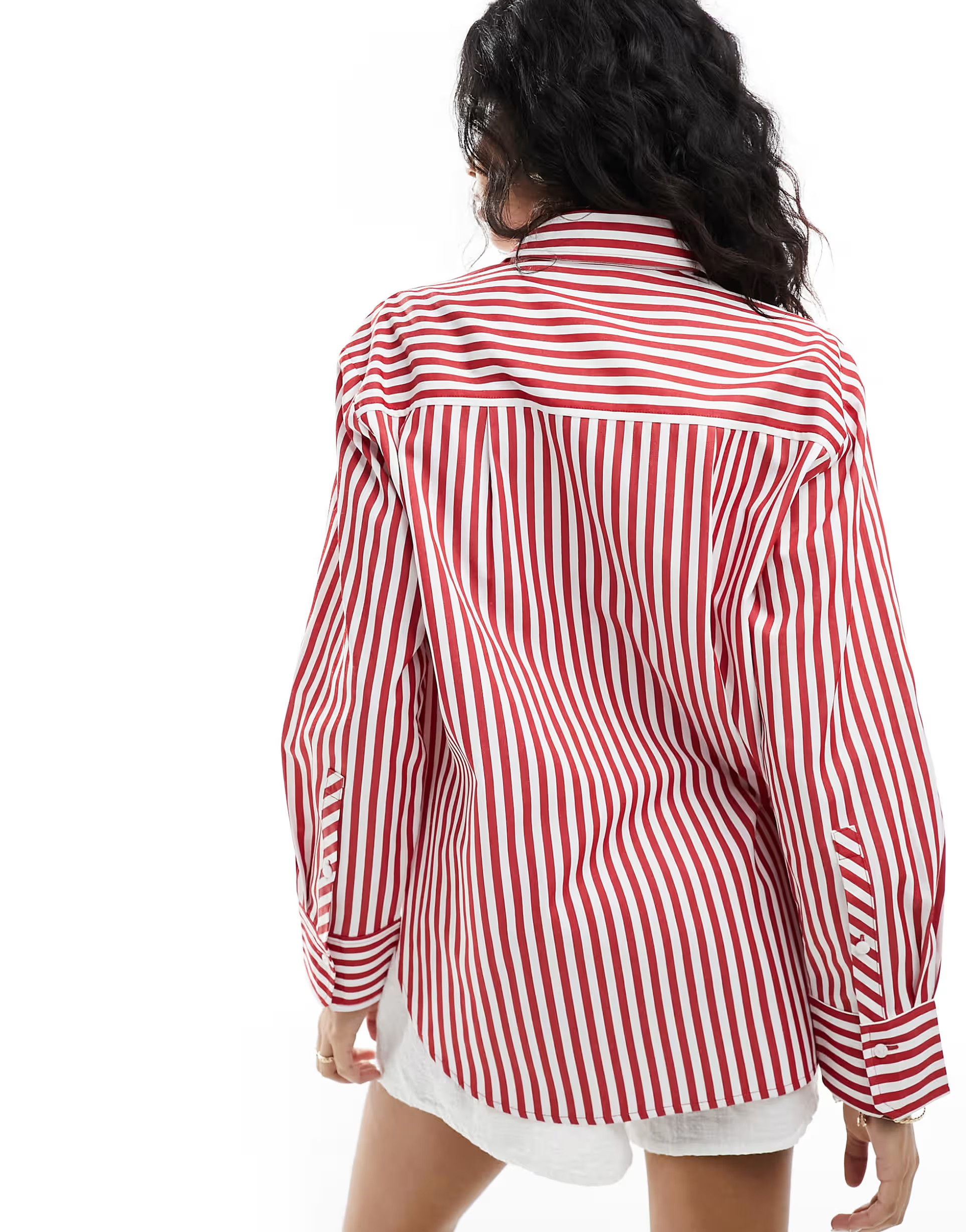 Stradivarius oversized poplin shirt in red stripe | ASOS (Global)