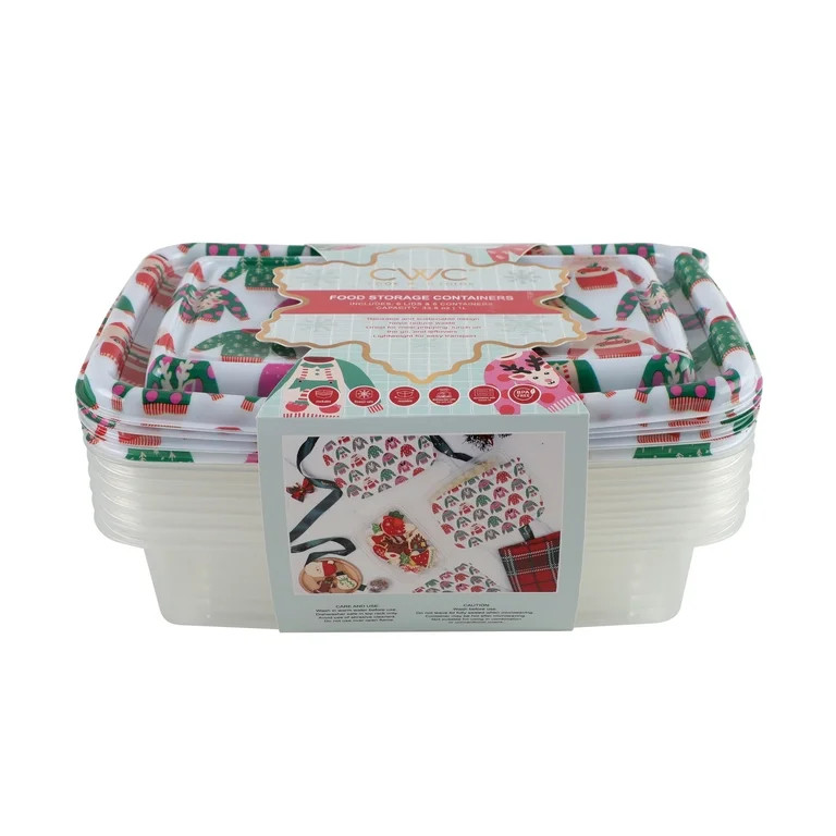 Cook with Color 12-Piece Holiday Food Storage Container Set, Plastic Leakproof with Sweater Print | Walmart (US)