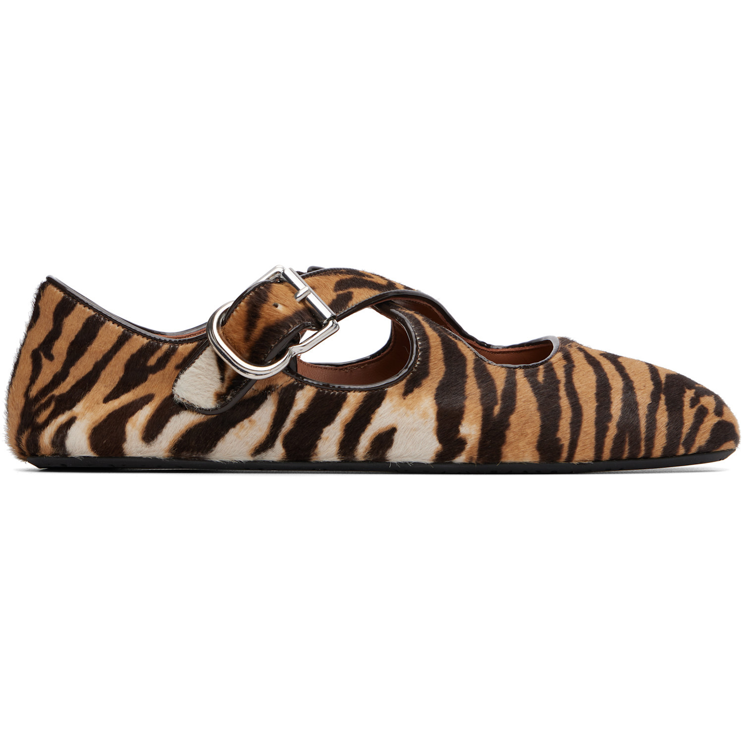 ALAÏA Brown & Beige Criss Cross Ballerina Flats | SSENSE