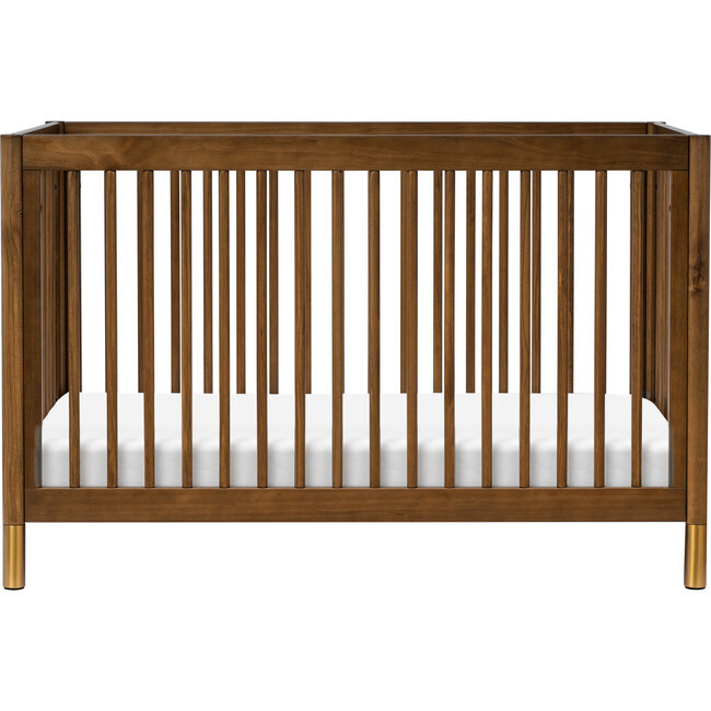 Babyletto | Gelato 4-in-1 Convertible Crib w/ Toddler Bed Conversion Kit, Natural Walnut & Gold Feet (Brown) | Maisonette | Maisonette