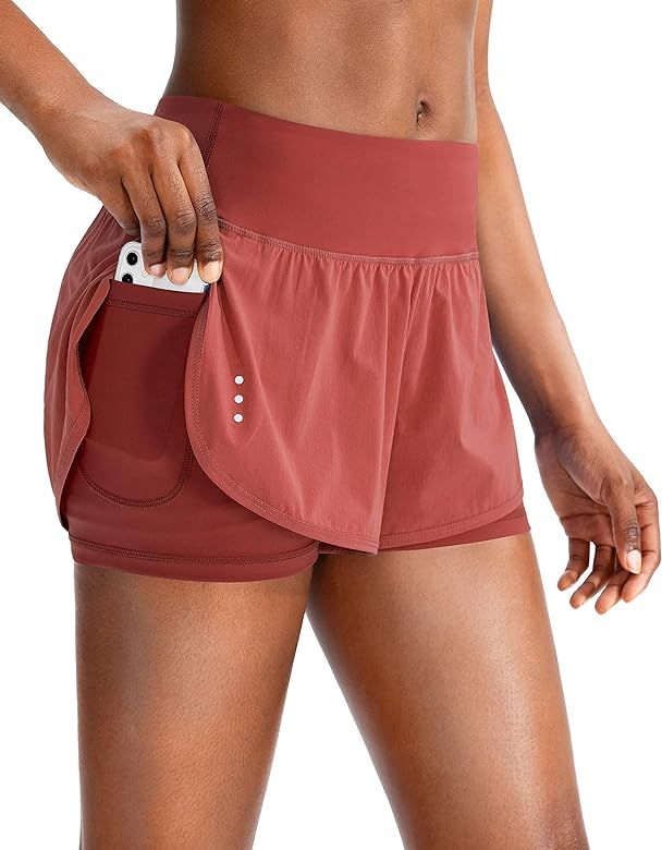 Women’s 2 in 1 Running Shorts Workout Athletic Gym Yoga Shorts for Women with Phone Pockets | Amazon (US)