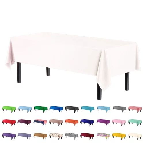 Exquisite 6 Pack Premium White Plastic Tablecloth - 54" x 108" | Walmart (US)