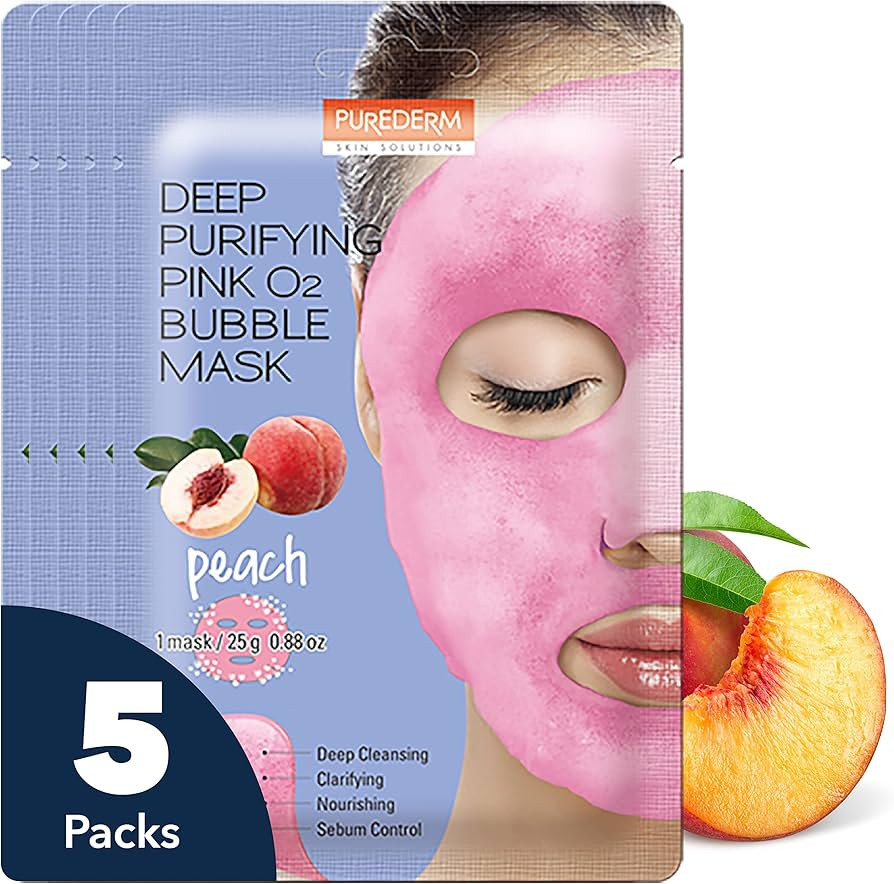 Purederm Deep Purifying Pink O2 Bubble Mask Peach (5 Pack) – Bubble Face Sheet Mask for Purifyi... | Amazon (US)