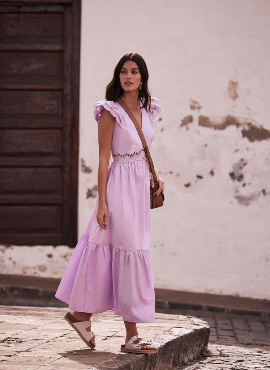 Lilac Cotton Maxi Dress | Mint Velvet