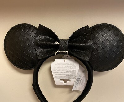 NEW! Disney Parks 2024 Loungefly Black Woven Removable Bow Minnie Ears Headband | eBay US