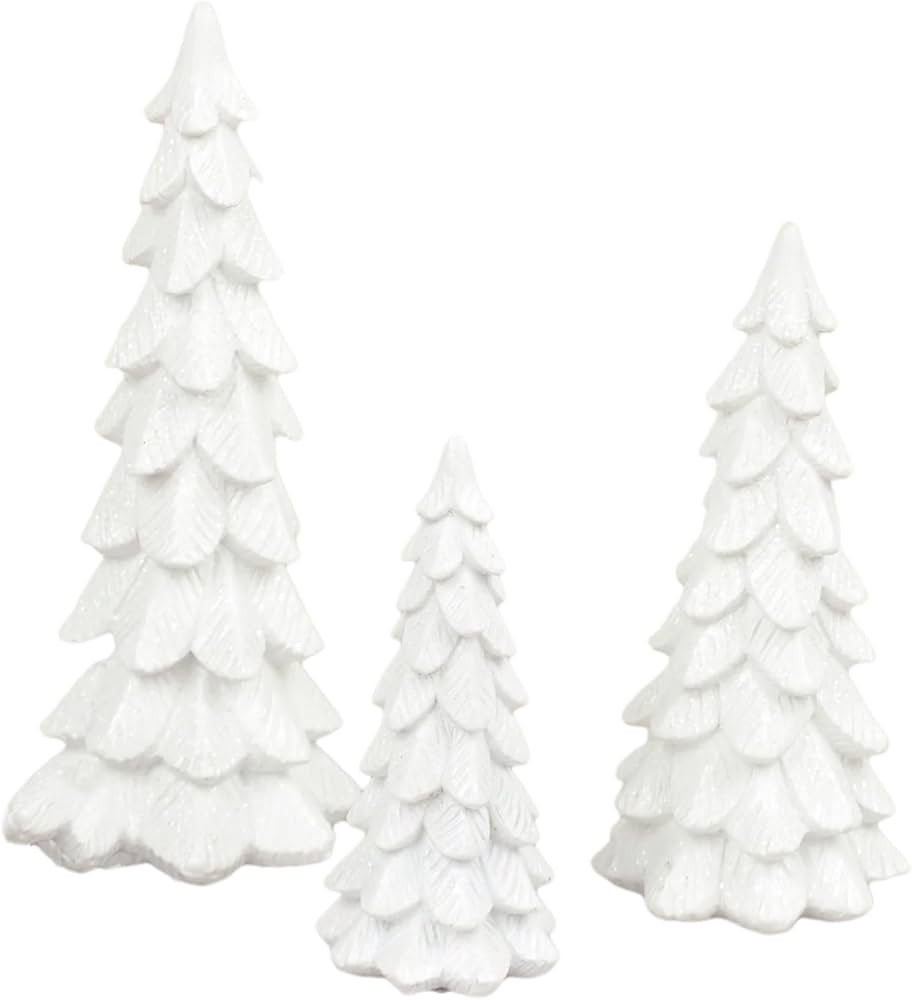 Glitter Pine Trees, White 12 Inches Ceramic Tabletop Collectible Figurine; Set of 3 | Amazon (US)