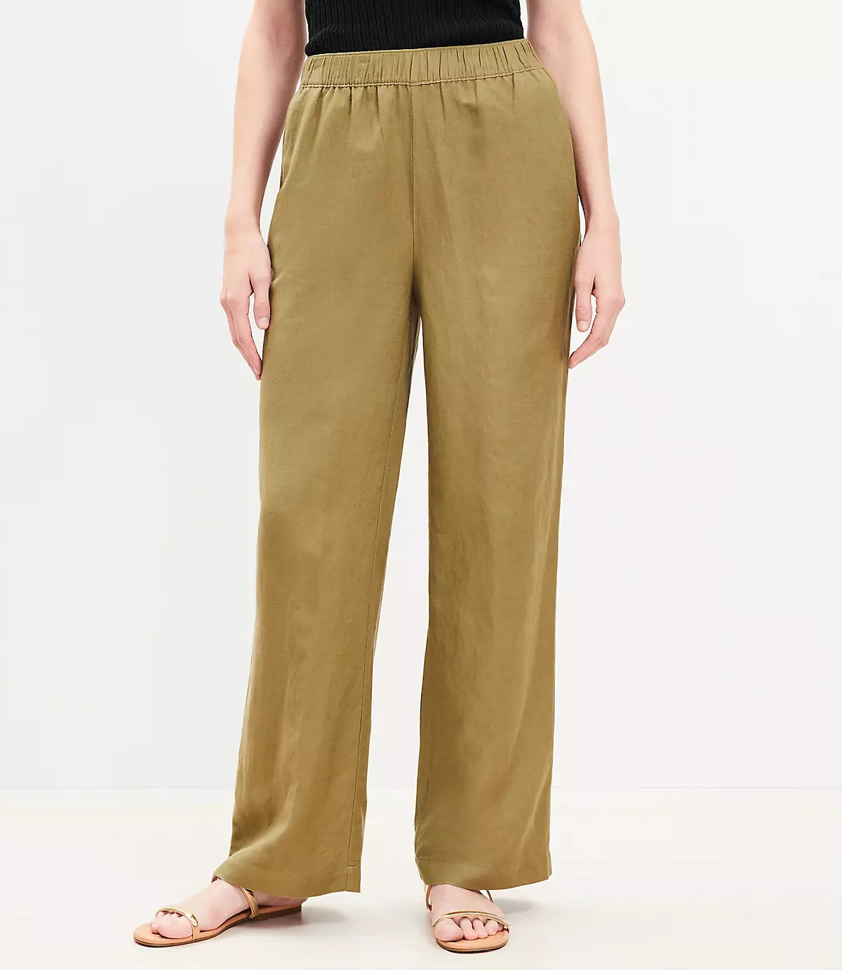 Pull On Straight Pants in Linen Blend | LOFT