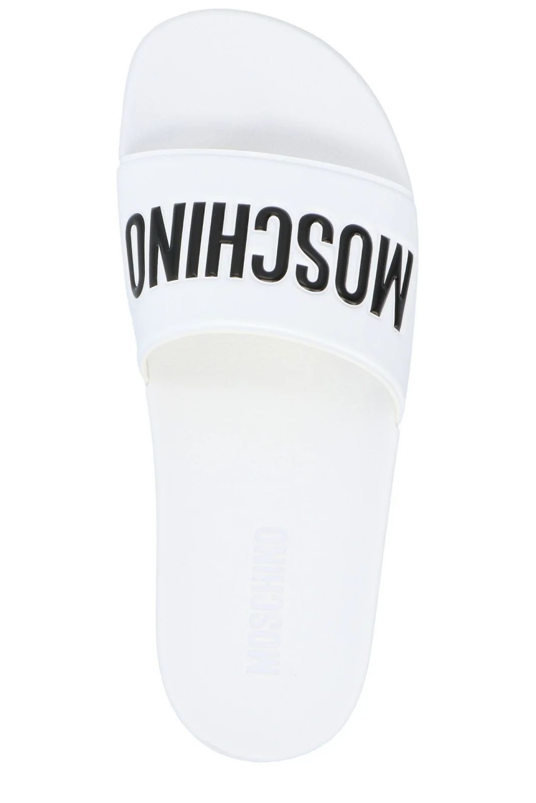 Moschino Logo Embossed Open-Toe Slides | Cettire Global