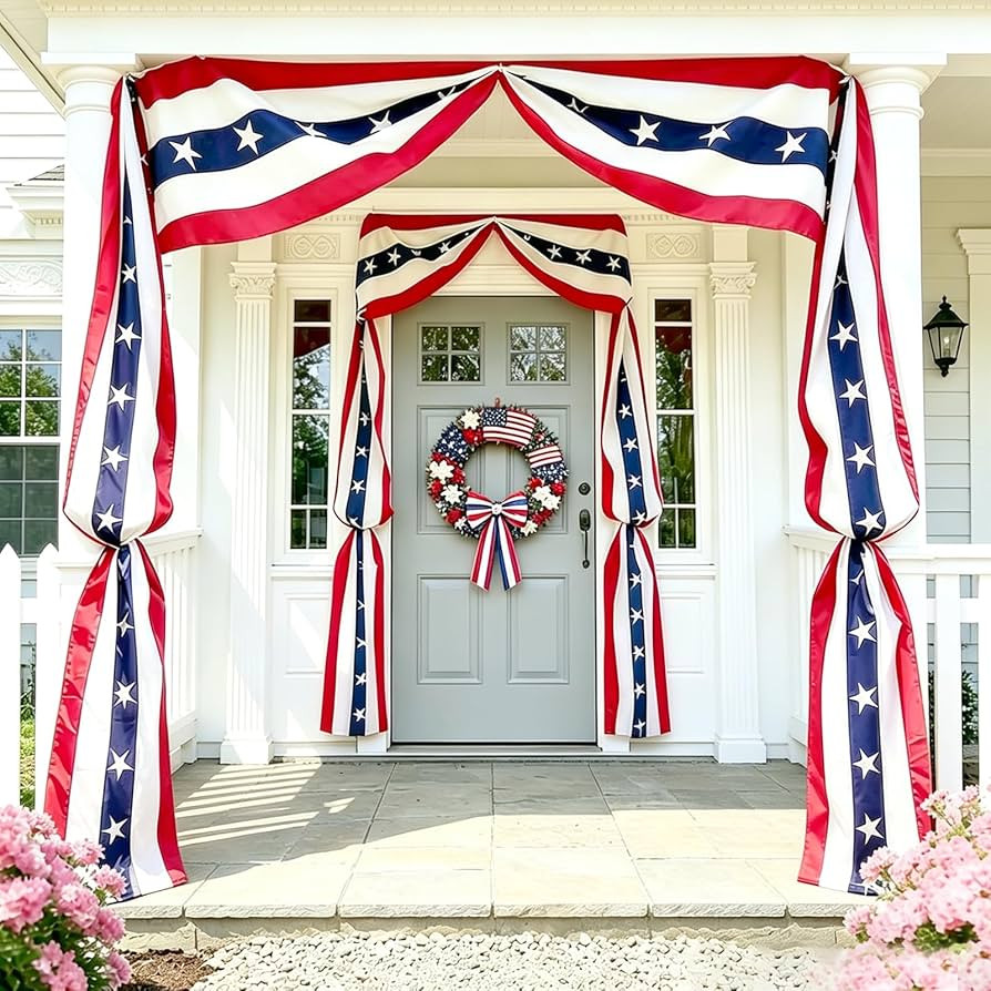 4th of July Decorations - 20 Ft American Flag Bunting Red White Blue USA Patriotic Flag Banner fo... | Amazon (US)