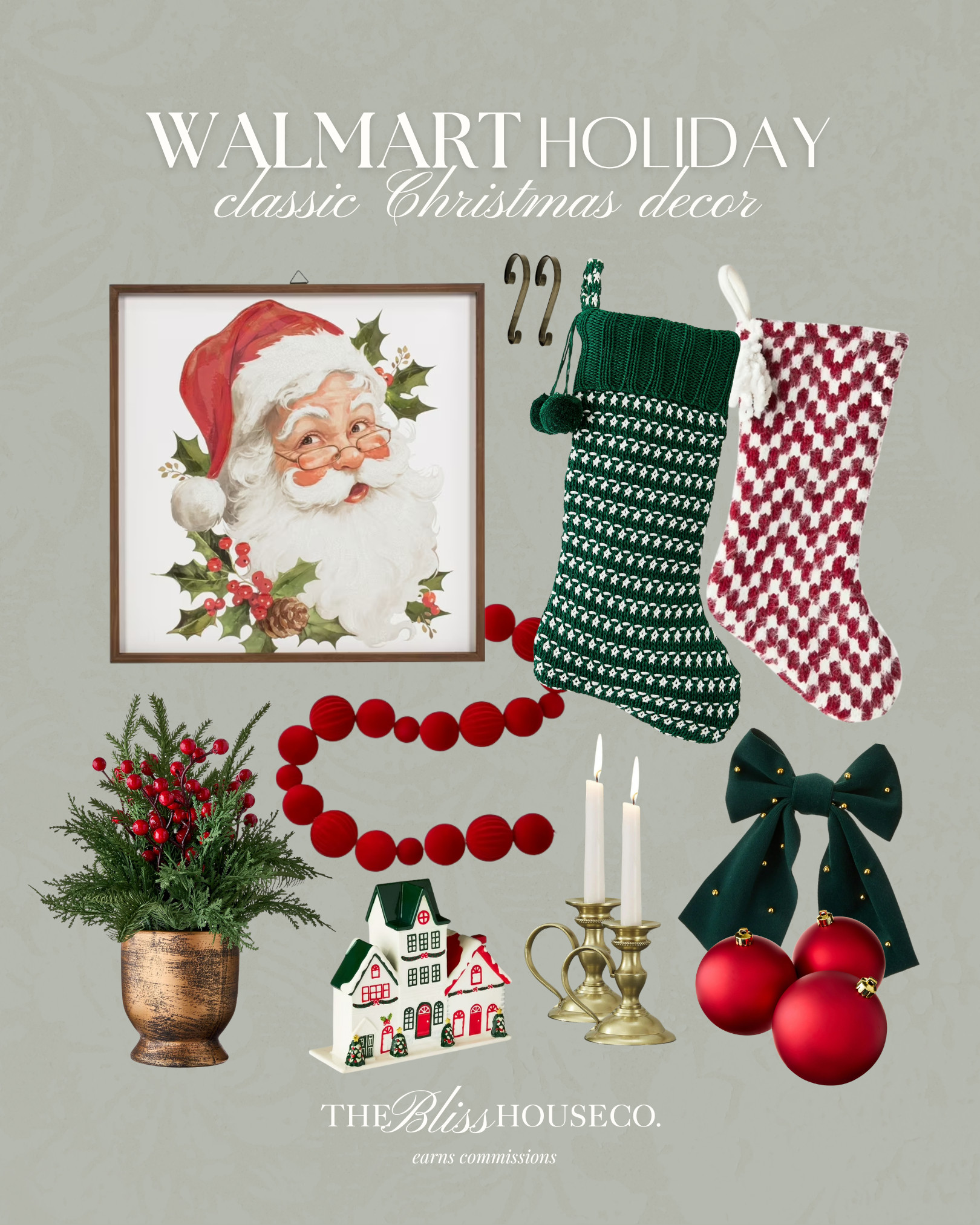 Walmart classic Christmas decor ❤️ home find, holiday decor, vintage red and green style, stockings, ornaments, Holiday Time, My Texas House 

 #LTKHoliday #LTKHome