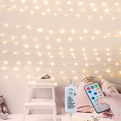 USB Fairy String Lights with Remote and Power Adapter, 66 Feet 200 Led Firefly Lights for Bedroom... | Amazon (US)