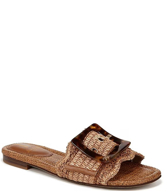Sam Edelman Bambi Raffia Oversized Buckle Detail Slide Sandals | Dillard's | Dillard's