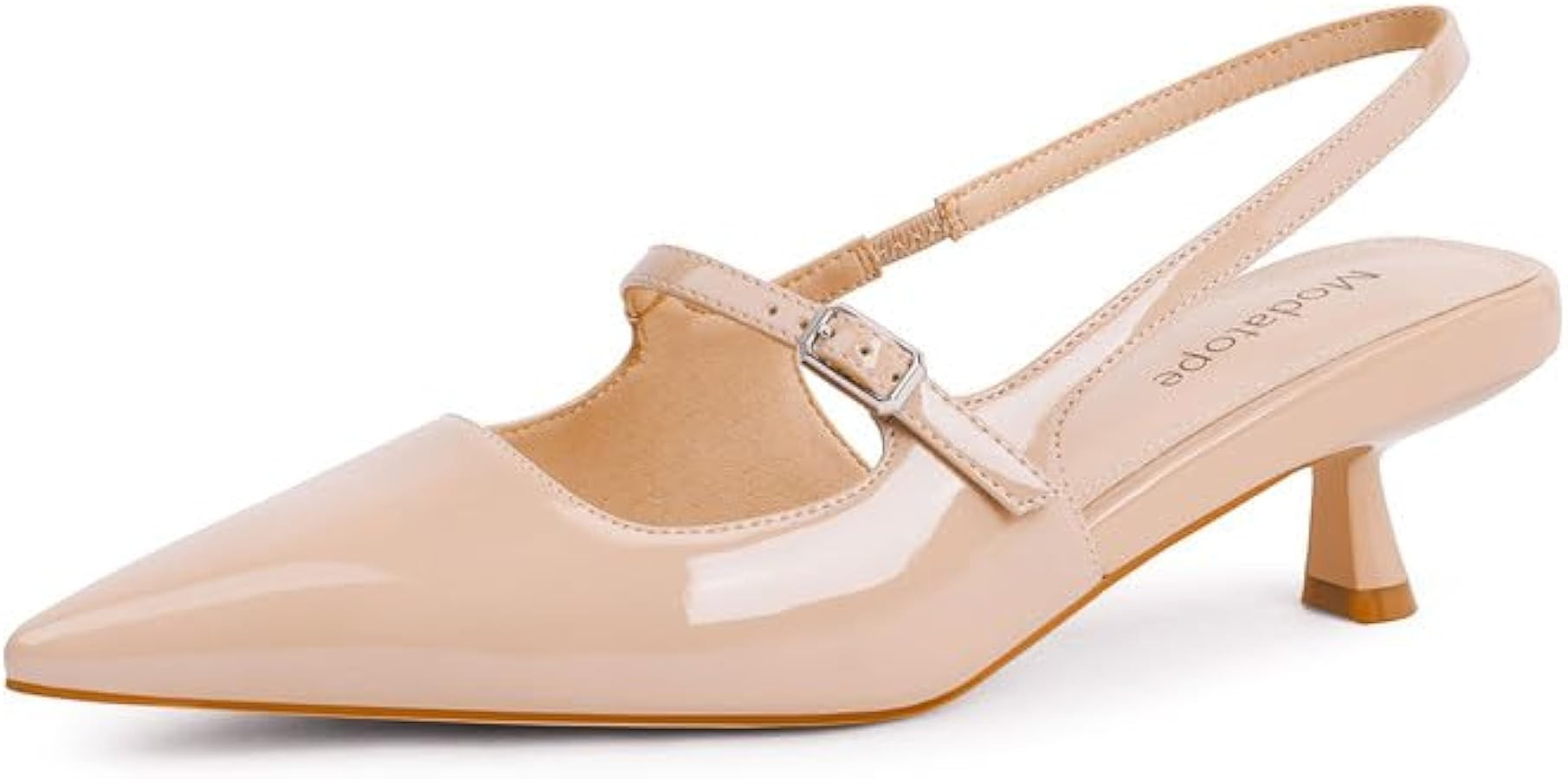 Modatope Kitten Heels Closed Toe Pointed Toe Slingback Heels Women Pumps Wedding Dress Shoes | Amazon (US)