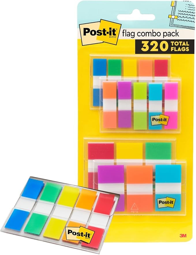 Post-it Flags Combo Pack, 4 On-The-Go Dispensers/Pack, 120 .94 in Wide and 200 .47 in Wide Flags,... | Amazon (US)