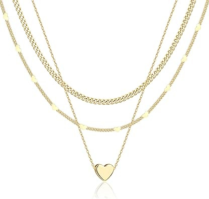 WomenGifts Layered Gold Necklaces for Women, 14K Gold Sterling Silver Plated Dainty Pendant Neckl... | Amazon (US)