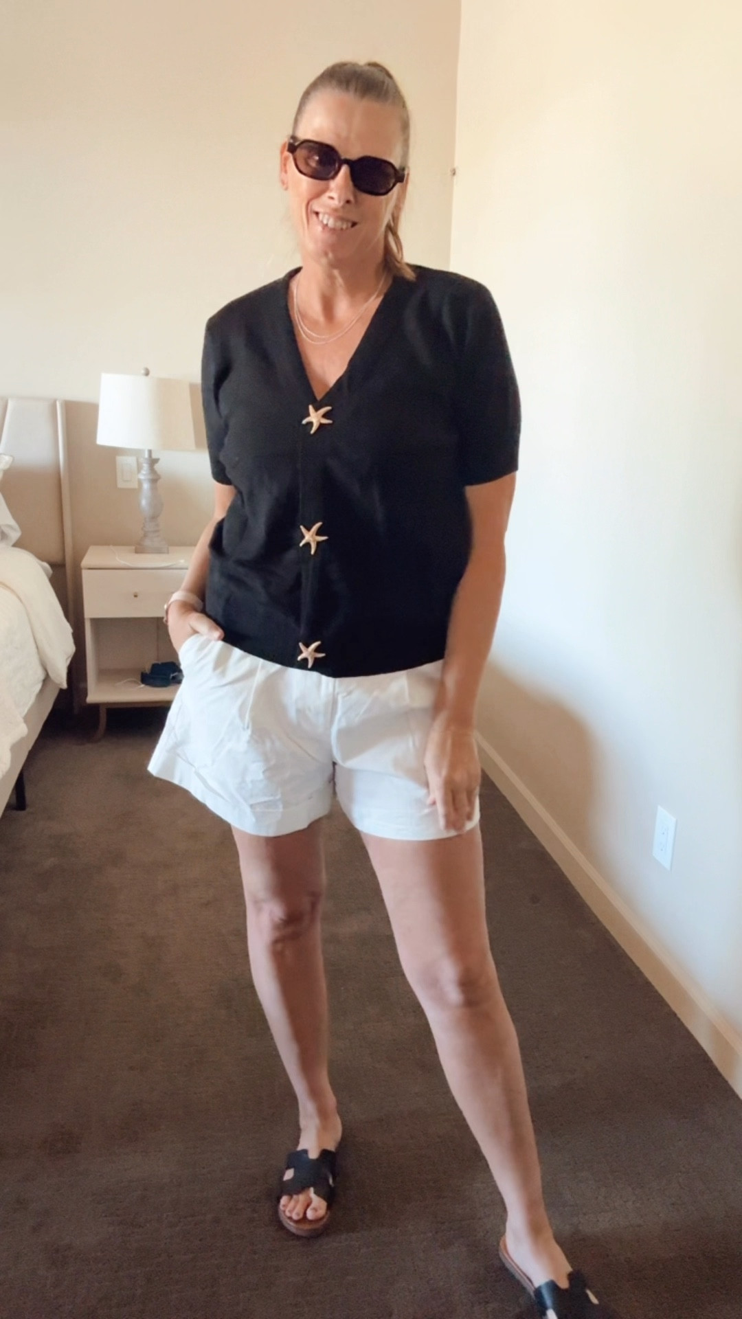 Vacation look 

Cardigan, vacation looks, vacation outfit, resort wear, cruise outfit, chic style, elevated look, black cardigan, white linen short, Amazon cardigan