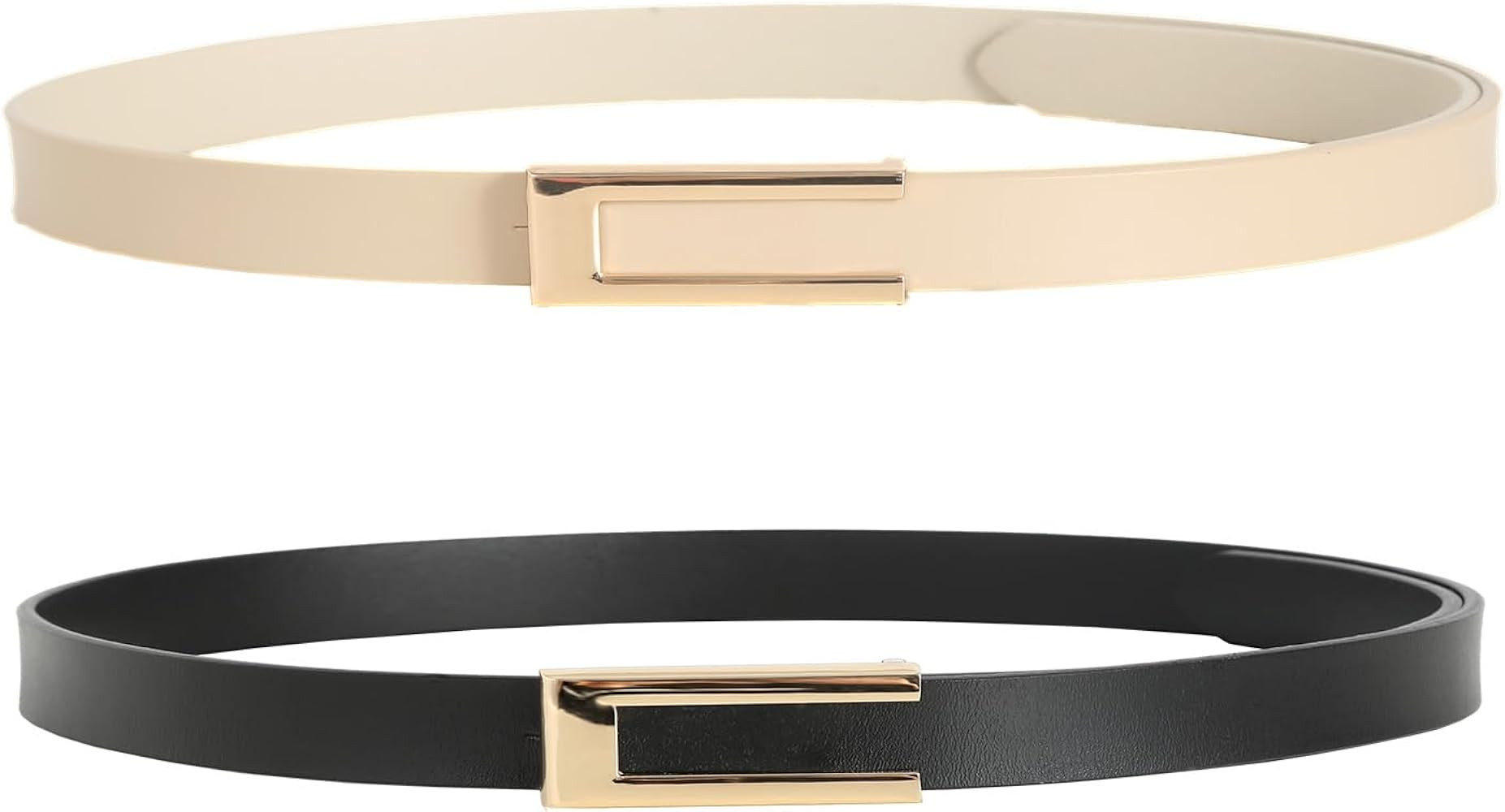 Womens Leather Belt Skinny Waist Belt for Dresses Jeans Pants with Gold Buckle | Amazon (US)