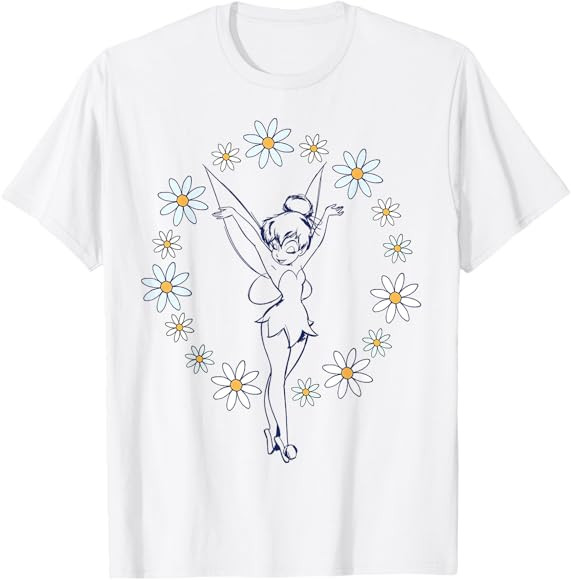 Disney Peter Pan Tinker Bell Spring Floral Circle T-Shirt | Amazon (US)