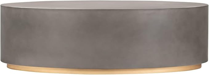 Armen Living Anais Modern Oval Coffee Table, Grey Concrete and Brass | Amazon (US)
