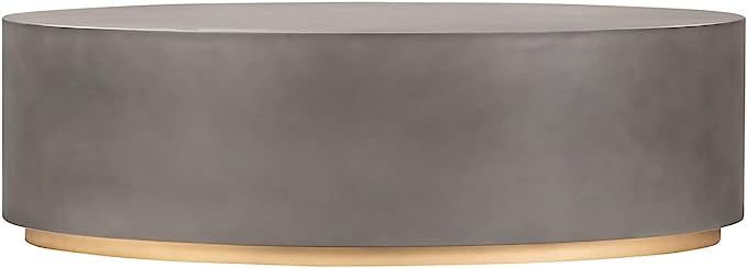 Armen Living Anais Modern Oval Coffee Table, Grey Concrete and Brass | Amazon (US)