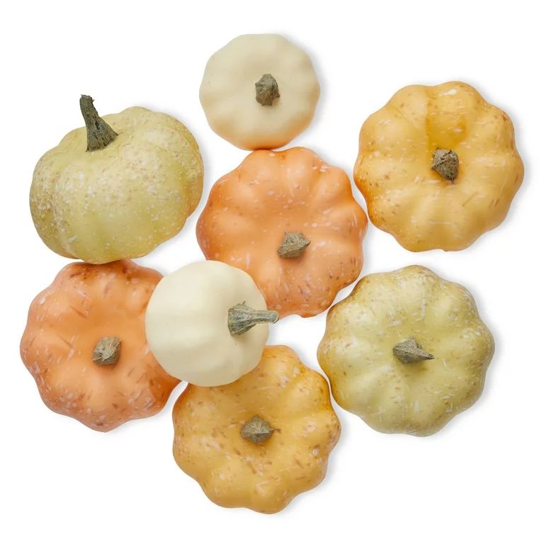 Harvest 8CT 7 in Mini Orange/Yellow/White Foam Pumpkins Mesh Bag Decoration, Way to Celebrate | Walmart (US)