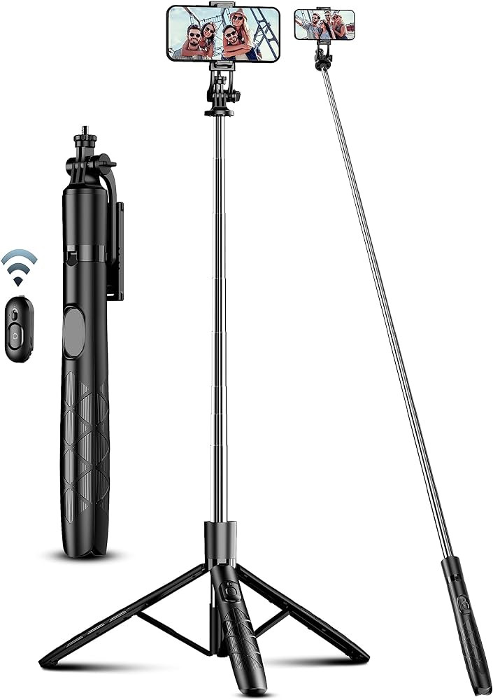 71" Phone Tripod & Selfie Stick, All in One Extendable Cell Phone Tripod with Wireless Remote, Tr... | Amazon (US)