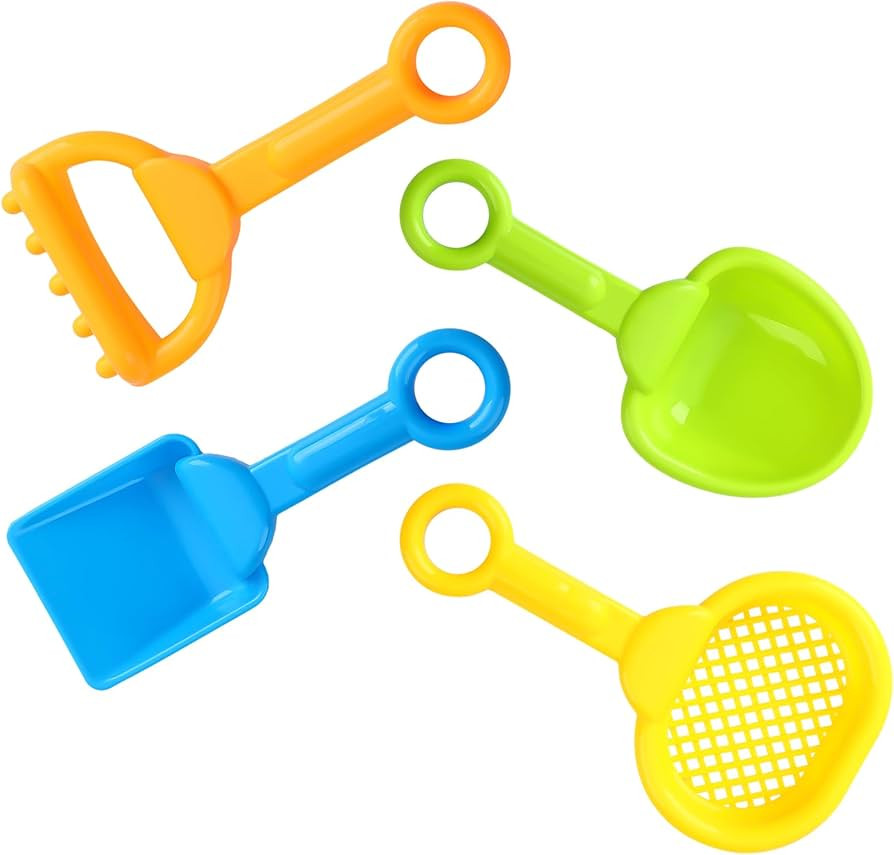 MARFOREVER 4 Pieces Beach Shovels for Kids - Small Sand Shovels Colorful Sand Toys Plastic Rake S... | Amazon (US)