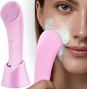 PRITECH Facial Cleansing Brush, Rechargeable Silicone Face Scrubber with Heat Massage End, Vibrat... | Amazon (US)