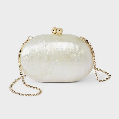 Acrylic Marbled Kiss Lock Minaudiere Clutch - A New Day™ White | Target