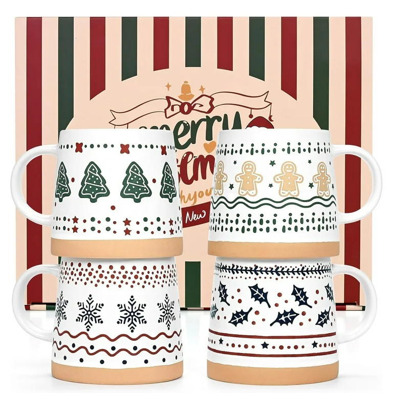 Futtumy Christmas Mugs, Christmas Coffee Mugs, Christmas Mugs Set of 4, Holiday Mugs, Merry Chris... | Walmart (US)