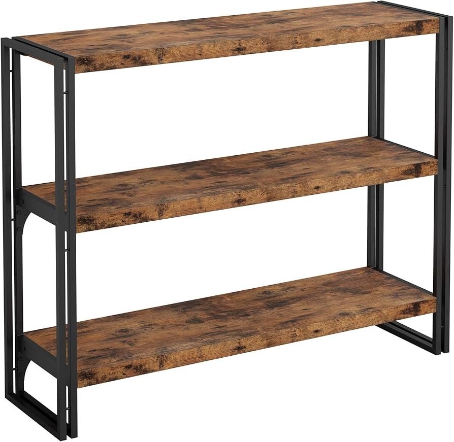 IRONCK Bookshelf Industrial 3 Shelf Bookcase, Wood Storage Shelf with Metal Frame for Living Room... | Amazon (US)