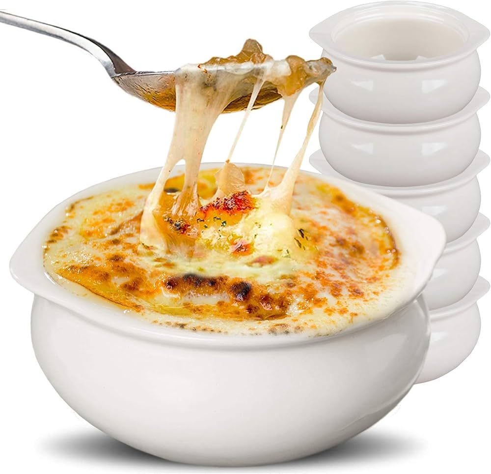 Stock Your Home White French Onion Soup Crocks (6 Count) - 12 Ounce Oven Safe French Onion Soup B... | Amazon (US)