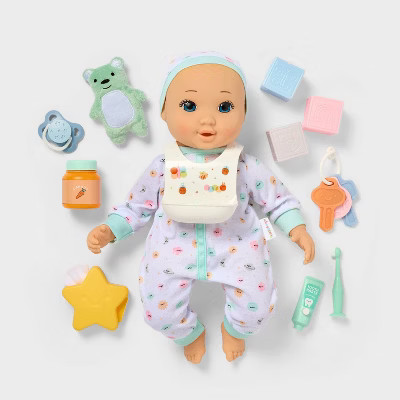 14" Baby Doll Set - Blonde Hair + Blue Eyes - Gigglescape™: Includes 31 Pieces, Doll Accessories, Play Set | Target