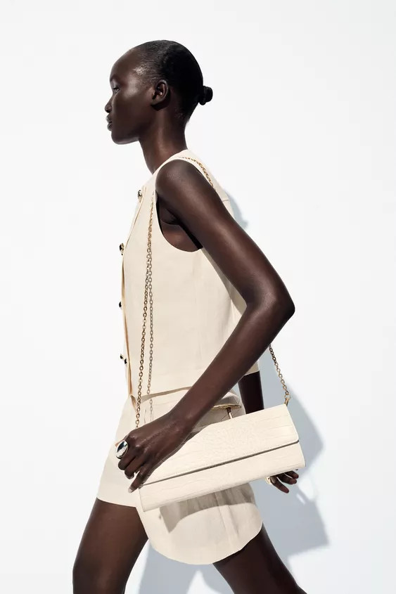 CLUTCH BAG GOLD METAL HANDLE | Zara UK