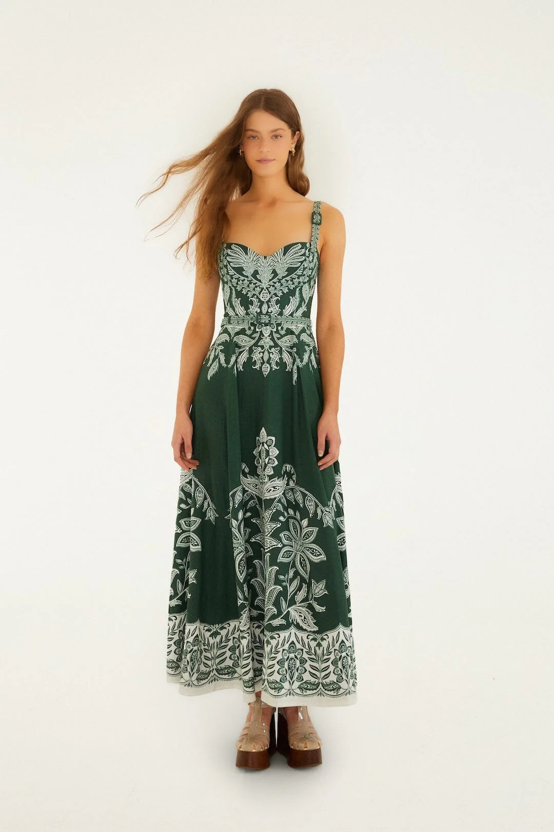 Dark Green Miranda Buckles Maxi Dress, MIRANDA DARK GREEN / XXS | FarmRio (US)