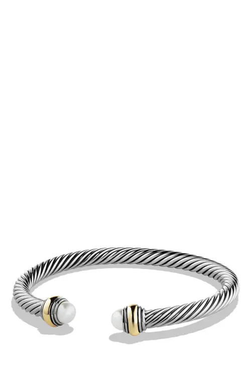 David Yurman Cable Classics Bracelet with Semiprecious Stones & 14K Gold Accent, 5mm in Pearl at Nor | Nordstrom