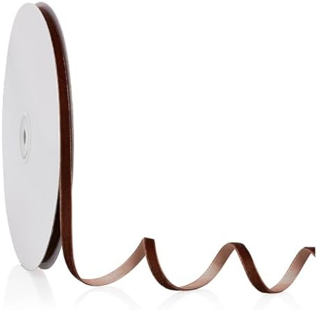 1/4" X 20 Yards Brown Velvet Ribbon for Christmas Tree Wreath Decoration Handmade Crafts Ornament... | Amazon (US)