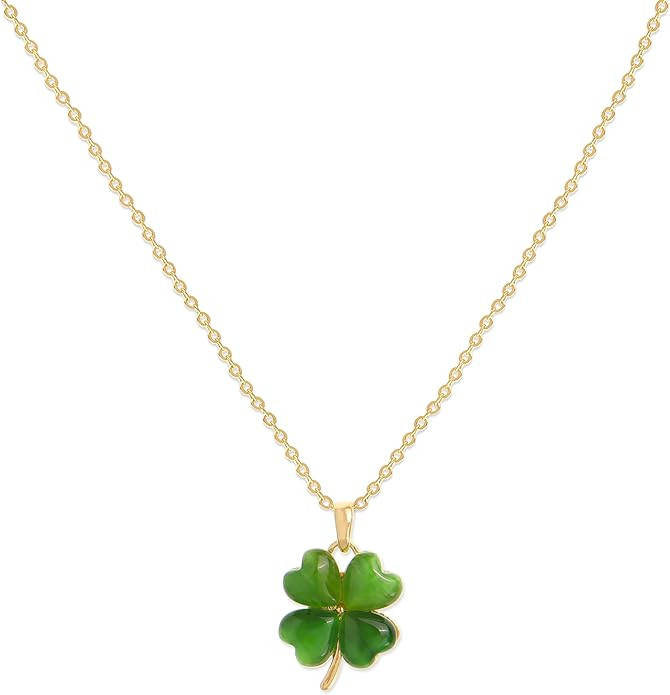 Jean Beau Lucky Clover Necklaces for Women Teen Cute Gold Four Leaf Clover Pendant Necklace Daint... | Amazon (US)