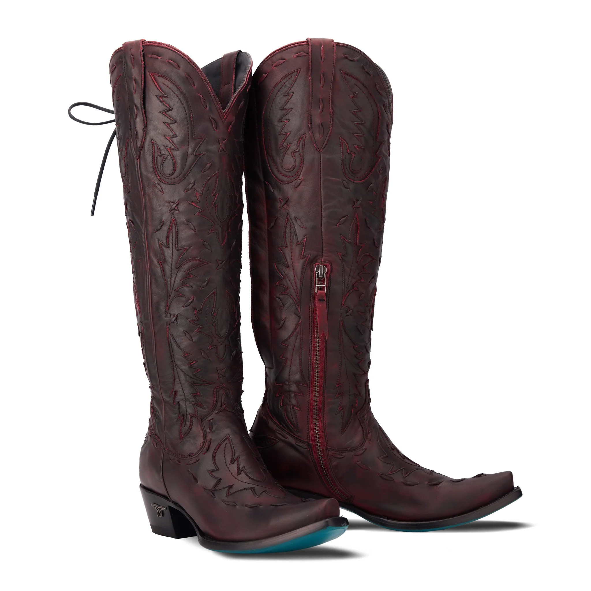 Reverie Knee High Corset - Black Cherry | Lane Boots