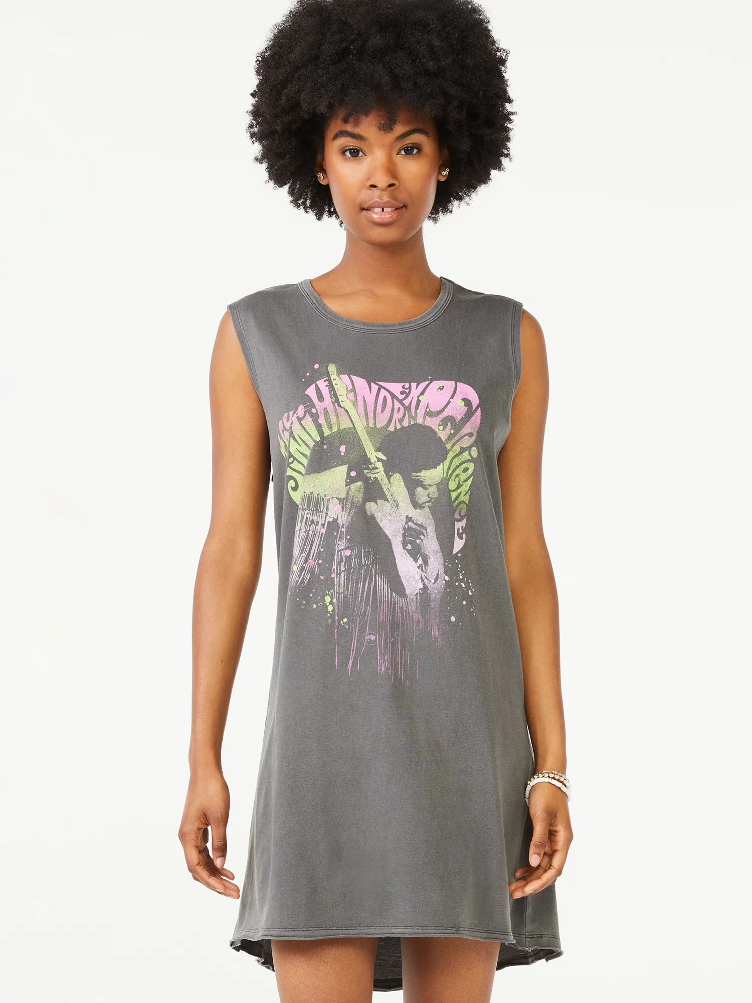 Scoop Women's Jimi Hendrix Groove Sleeveless T-Shirt Dress | Walmart (US)