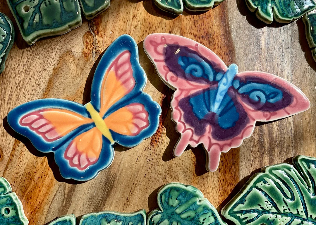 Ceramic Butterfly Mosaic Tile, Handmade Glazed Bug Insect Garden Pottery, for Crafting and Making... | Etsy (US)