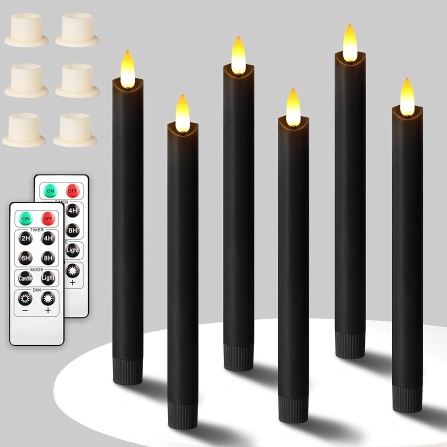 NURADA Flameless Taper Candles with Remote and Timer - 10 Inch Real Wax 3D Wick Flickering LED Ca... | Amazon (US)